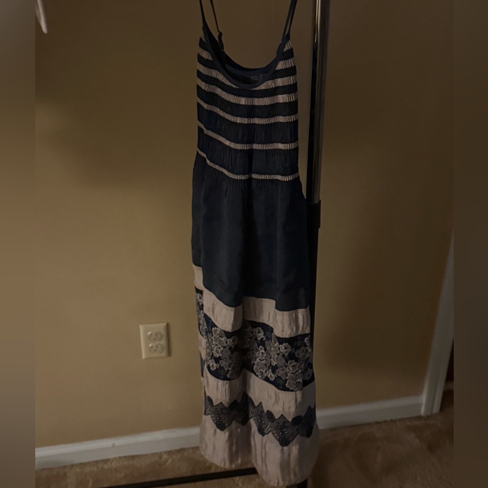 Max Studio Navy and Cream Maxi Dress